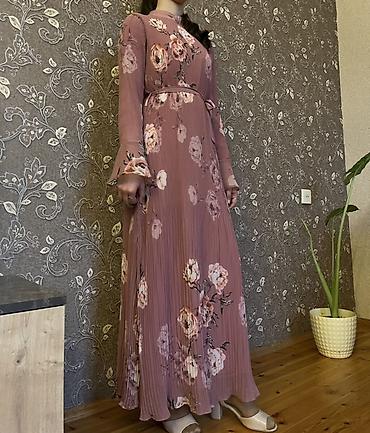 lale gulu: Gül naxışlı uzun paltar - Rəng: toz-çəhrayı (dusty rose) tonlarında - — 4