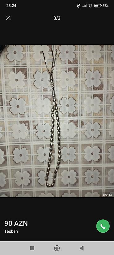 Təsbeh – 100 AZN - Material: metal rəngli, parlaq səthli dənələr -