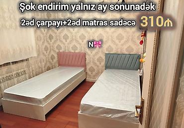 ucuz tek kravatlar: 2 ədəd tək nəfərlik çarpayı + 2 ədəd matras dəsti - Dəst tərkibi: 2 — 1