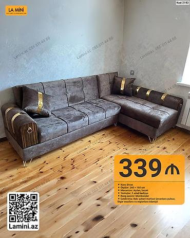 Künc Divan – La Mini - Ölçülər: 260 × 160 sm - Mexanizm: Açılan