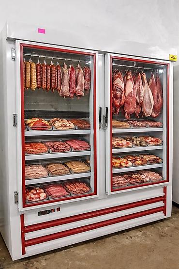 kolbasa soyuducu: İki qapılı peşəkar ət vitrini (soyuducu şkaf) - Məqsəd: ət, kolbasa — 1