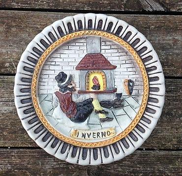 Ostali kućni dekor: Piatti \"Quattro stagioni\"" (set 4) in ceramica artistica. Made in — 5