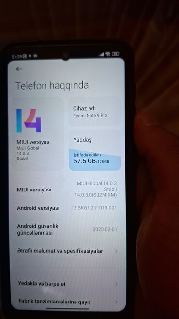 telfonlar: Not 9 pro128 yadaş 6 ram 180 azen alverçler ustalar narat elmesin