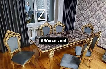 plastmas stul: Qonaq otağı üçün, Yeni, Açılmayan, Dördbucaq masa, 6 stul — 1