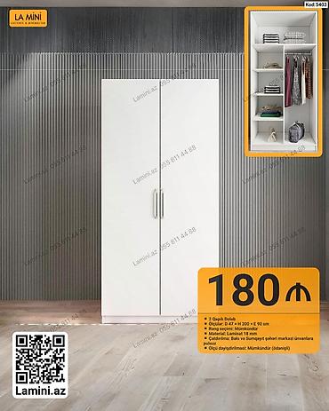 Mebel: Məhsul: 2 qapılı dolab (Kod: 5403) Xüsusiyyətlər: - Ölçülər: Dərinlik — 1