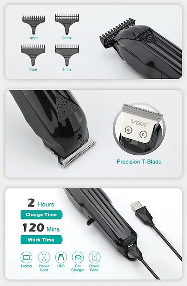 tostur: Trimmer VGR 982 - 6500RPM / 600mAh / 120 Dəqiqə / Cord/Cordles / LED — 9