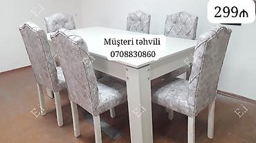 lovhe satisi: Masa–stul dəsti - 6 nəfərlik komplekt: 1 düzbucaqlı masa + 6 ədəd — 1