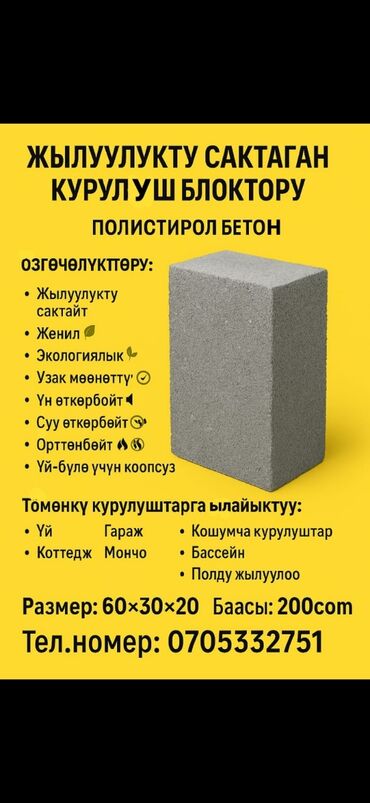 раритет мебель: Полистиролбетонный блок, 600x200x300, D600, Самовывоз