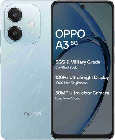 oppo reno 8t цена в бишкеке: Oppo A3 5G, Новый, 128 ГБ, цвет - Голубой, 2 SIM