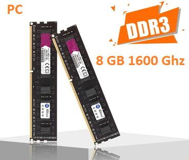 ddr3 8gb ram: Operativ yaddaş (RAM) 8 GB, 1600 Mhz, DDR3, PC üçün, Yeni