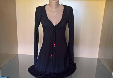 crna plišana haljina: M (EU 38), bоја - Crna, Dugih rukava