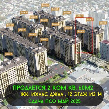 ниже рынка: 1 комната, 60 м², Элитка, 12 этаж, ПСО (под самоотделку)