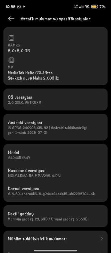 TV və video: Redmi 13, 256 GB, rəng - Qara, Zəmanət, Barmaq izi