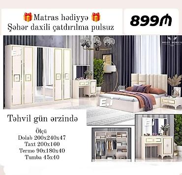 taxt yatag: Yataq otağı dəsti Pakete daxildir: - 6 qapılı şkaf (güzgülü) - Taxt - — 1