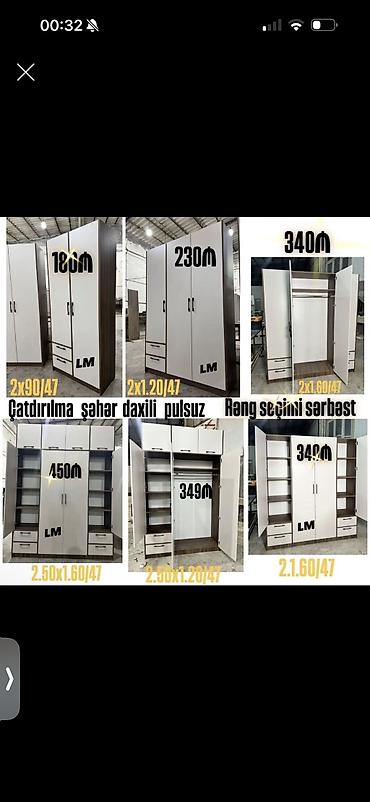 Yeni, 2 qapılı, Siyirməli, Açılan, Düz dolab
