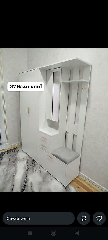 dolab dəhliz: Dəhliz üçün çoxfunksiyalı gardırob-komod dəsti - Rəng: ağ - Tərkib — 1
