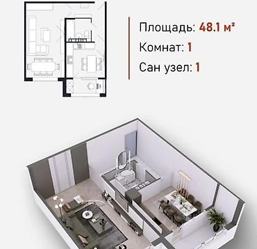 Продажа квартир: 1 комната, 48 м², Церковь Элитка, 5 этаж, ПСО (под самоотделку) — 4