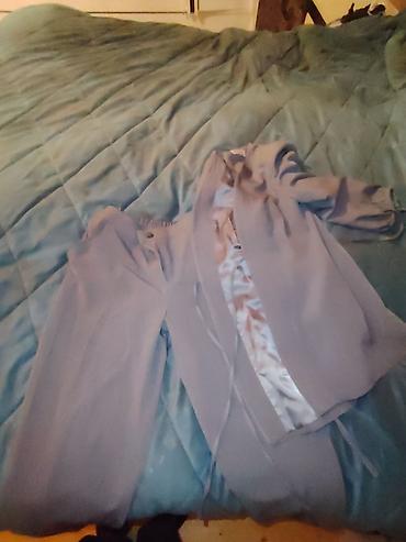 triko dest: Qadın kostyum dəsti – şalvar + jaket - Rəng: tozlu bənövşəyi/boz ton — 1