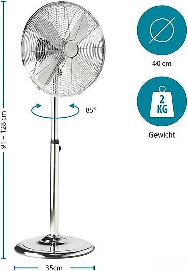 Podni ventilatori: Tristar metalni podni ventilator – 40 cm - Prečnik elise: 40 cm (4 — 3