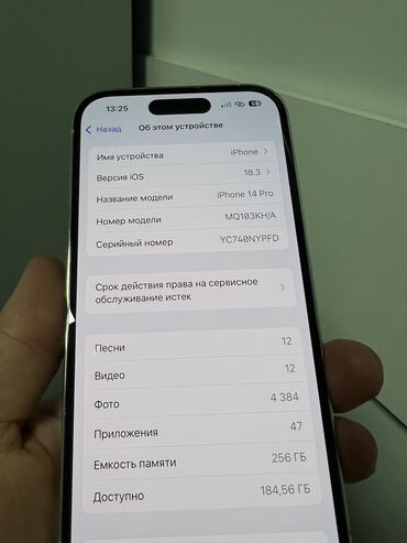 Apple iPhone: IPhone 14 Pro, Б/у, 256 ГБ, Matte Silver, Чехол, 84 %