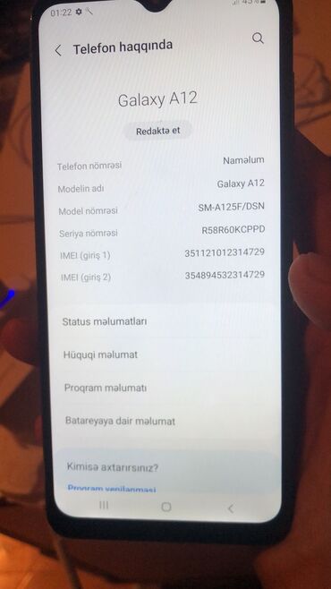 samsung note5: Samsung Galaxy A12, 128 GB, rəng - Qara, Barmaq izi