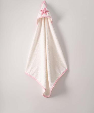 ace za ves: Peskir za kupanje belo‑roze – Frotirni peškir sa kapuljačom za bebe — 1