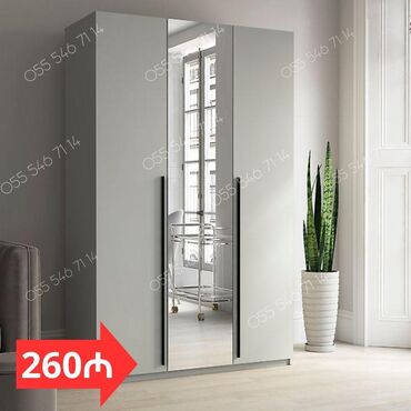 Dolablar: Yeni, 3 qapılı Düz dolab, Qarderob, paltar dolabı