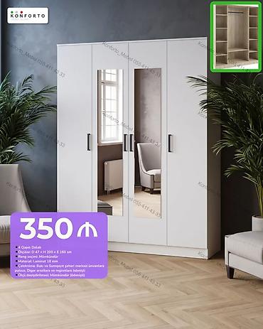 4 qapılı dolab - Ölçü: D 47 × H 200 × E 160 sm - Material: 18 mm
