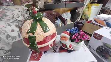 200 ml stekan: Yeni il üslubunda dekorativ keramika qab və Santa fiqurlu konget qabi — 1