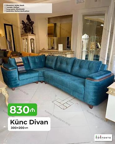 kreditle kunc divanlar: Künc Divan – 300×200 sm - Mexanizm: Açılan, bazalı (yataq funksiyalı — 1