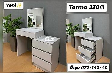 угловой туалетный столик: Termo vizaj masası və komod dəsti - Rəng: ağ - Material: termo — 1