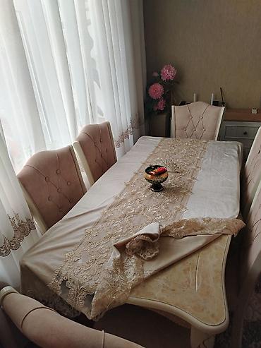 işlənmiş masa və oturacaqlar: Qonaq otağı üçün, İşlənmiş, Açılan, Dördbucaq masa, 6 stul — 1
