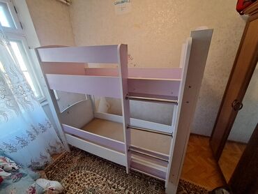 nərdivan qiyməti: Для девочки и мальчика, Б/у, Кровать, Без матраса, Без выдвижных ящиков, Ламинат