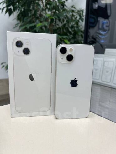 Apple iPhone: IPhone 13, Б/у, 128 ГБ, Белый, Защитное стекло, Чехол, Коробка, 89 %