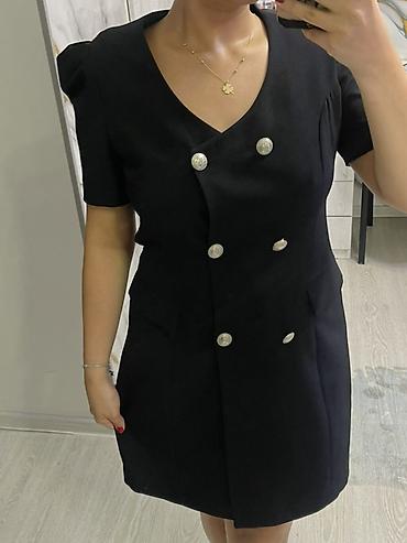 penceler: Qara rəngli, qısa ölçülü, pencək-kleid (blazer dress) model qadın — 2