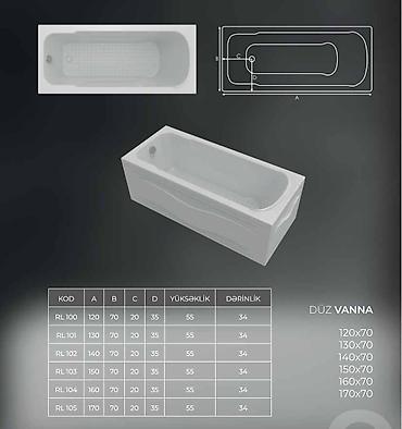 hamam kabini: Yeni Vanna, Akril, 120x70 sm, Ödənişli çatdırılma — 1