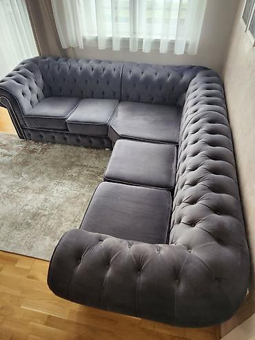 barski sto: Na prodaju luksuzna ugaona garnitura Chesterfield dizajna, rađena po — 1