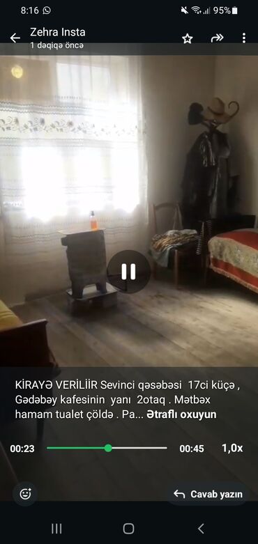 tul koftalar: KİRAYƏ VERİLİİR Sevinci qəsəbəsi 17ci küçə Gədəbəy kafesinin yanı