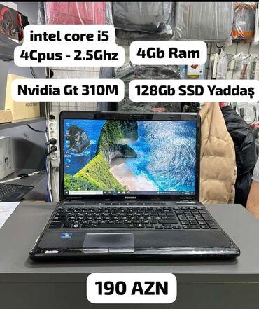 Toshiba: İşlənmiş Toshiba, 15.6 ", Intel Core i5, 128 GB, Ünvandan götürmə, Pulsuz çatdırılma, Ödənişli çatdırılma