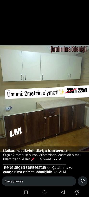 metbex mebeli paqon metr: Mətbəx mebelləri – sifarişlə hazırlanır Xüsusiyyətlər: - Ümumi — 1