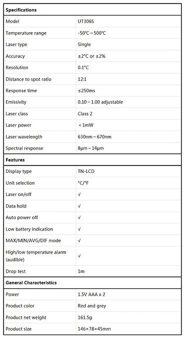 lazer utu: Təmassız infraqırmızı termometr. Model: UNI-T UT 306S Birbaşa təmas — 4