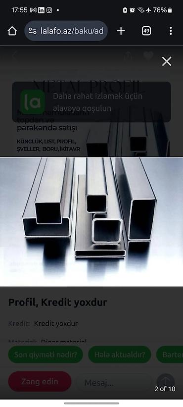 Metal məhsulları: Müxtəlif ölçülü kvadrat metal profillər. Bu profillər tikinti və — 2