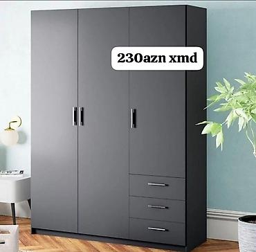 Mebel: 3 qapılı paltar dolabı, 3 çekmecəli dizayn - Rəng: tünd