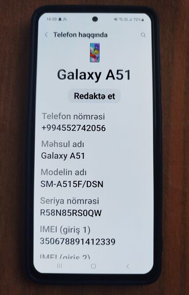 samsung a54 irşad: Samsung Galaxy A51, rəng - Qara, İki sim kartlı