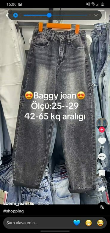 Lixiang: Baggy jean – yüksək belli, geniş kəsimli qadın cins şalvar. - Rəng