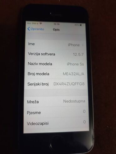 Apple iPhone: Apple iPhone iPhone 5s, 16 GB, Black Titanium, Otisak prsta — 5