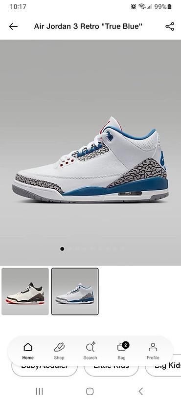bas ortusu: Məhsul: Air Jordan 3 Retro “True Blue” kişinin krossovkası - Rəng — 2