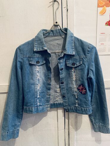 рубашка джинсовая: Джинсовая куртка, Осень-весна, S (EU 36)