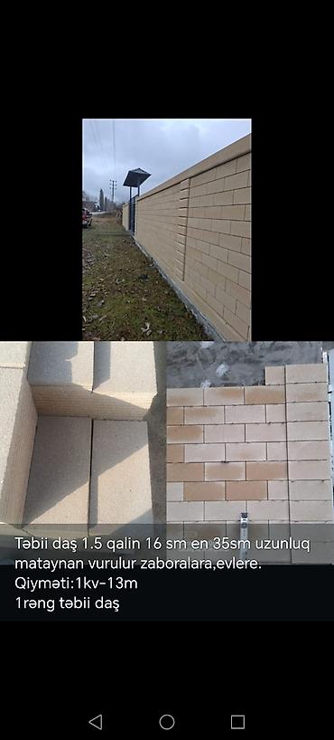 Təbii daş üzlük plitələri - Material: təbii daş, 1 rəng - Ölçülər