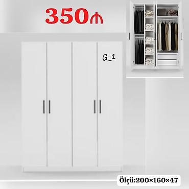 Ağ rəngli 4 qapılı paltar dolabı - Ölçü: 200×160×47 sm